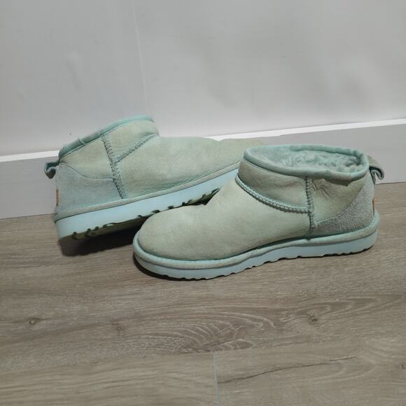 UGG Woman's Classic  Ultra Mini Boots in Mint Green Size 9 - Picture 10 of 10